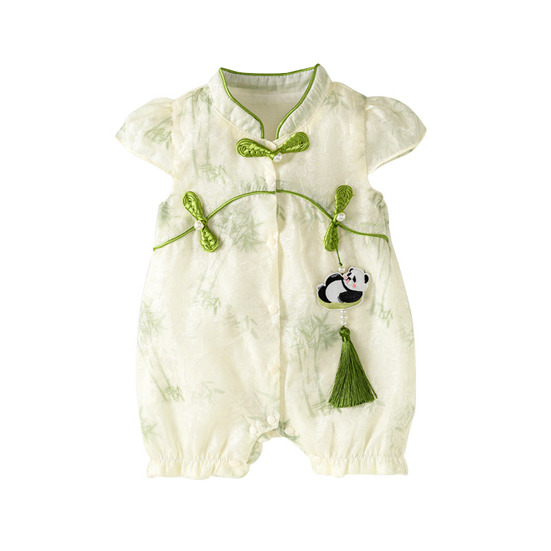 Short sleeved baby jumpsuit