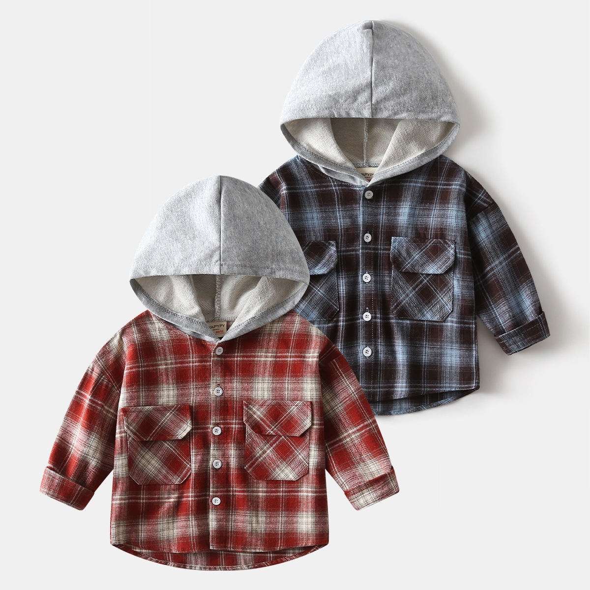 Children's hooded checkered shirt