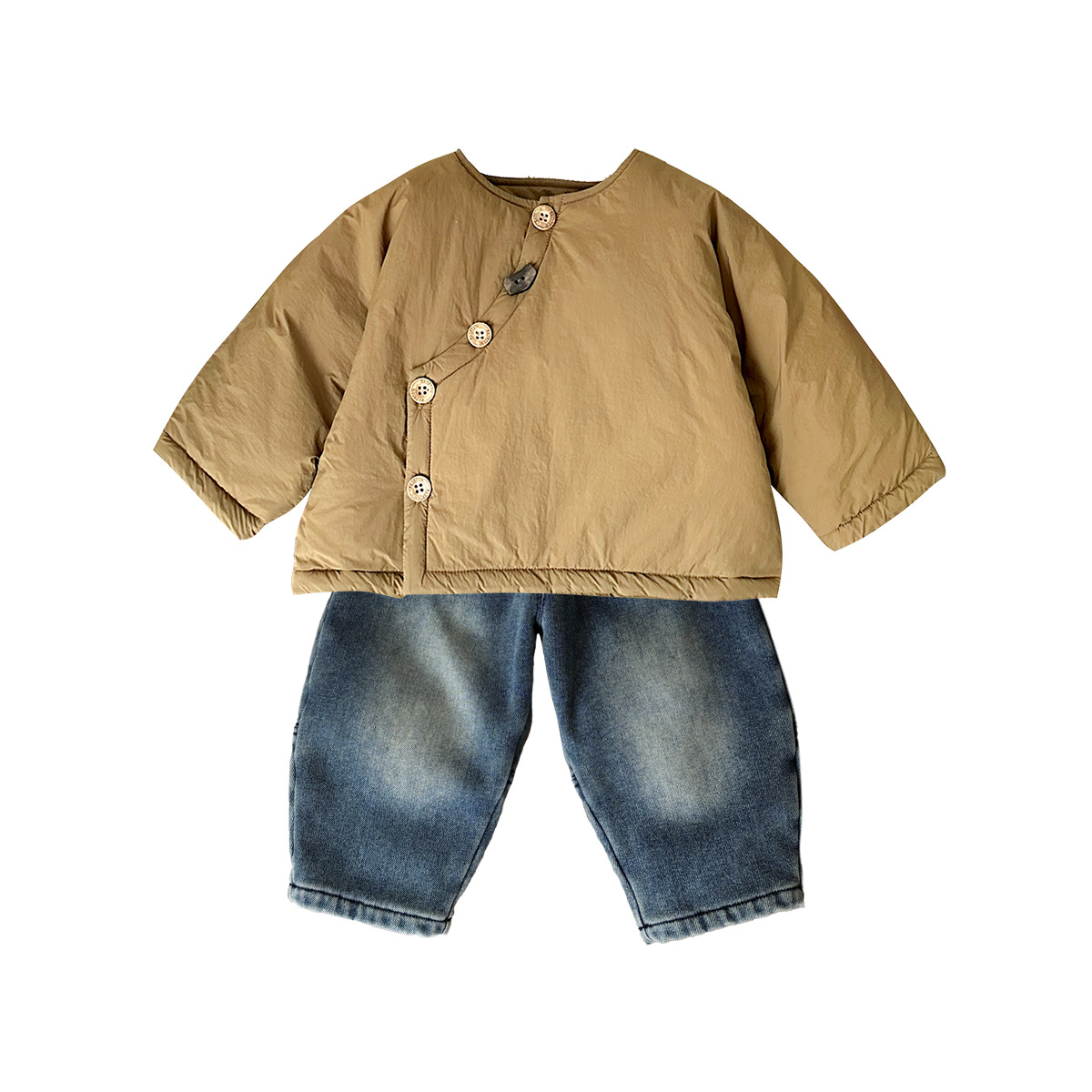 Casual Fleece-Lined Thick Warm 3-Piece Outfit for Kids Children's Winter Clothing