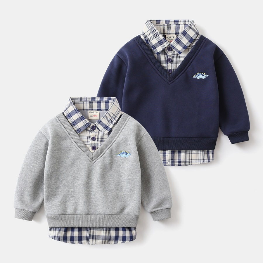 Boys' thick fake two-piece top
