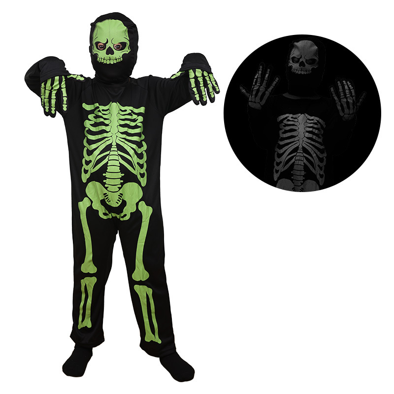 Glow in the Dark Skeleton Ghost Costume for Kids detail image 1