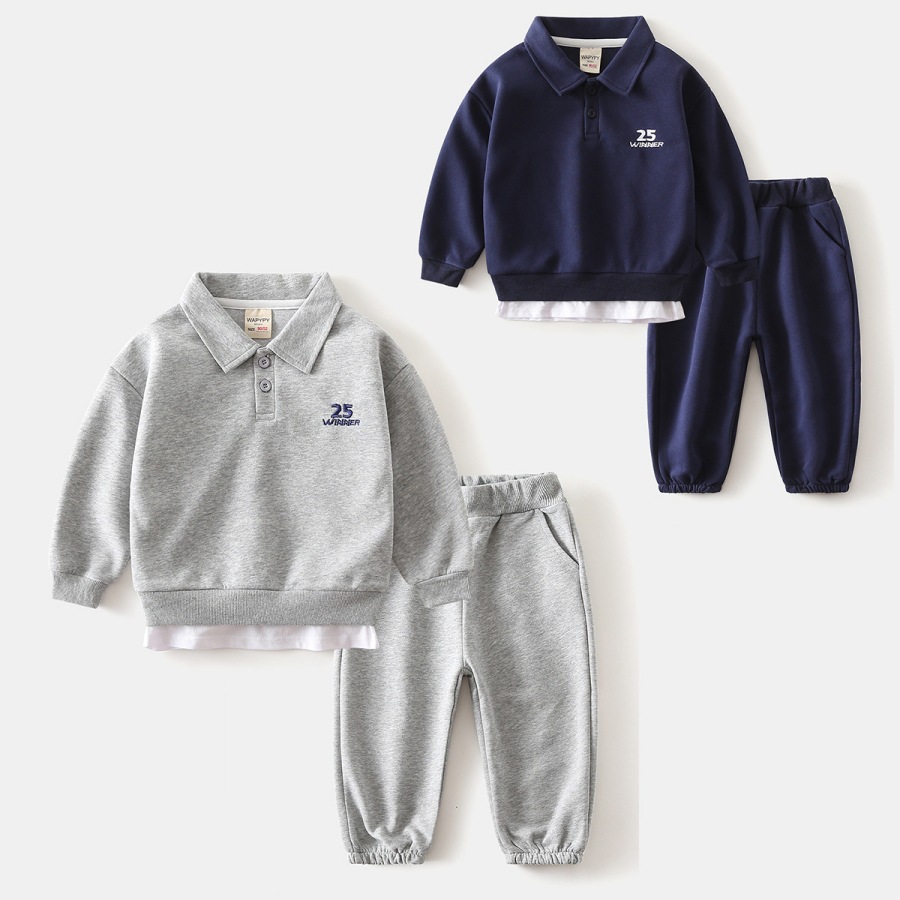 Collar fake two-piece hoodie pants two-piece set