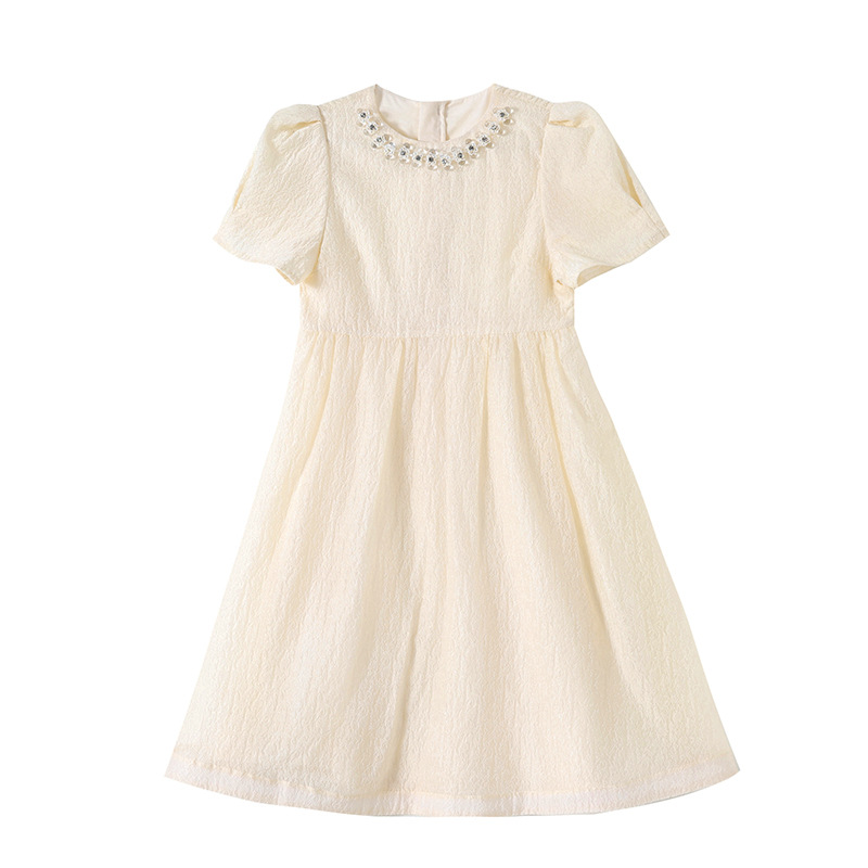 Dress with Pearl Collar, Stylish Princess Dress for Middle and Older Children