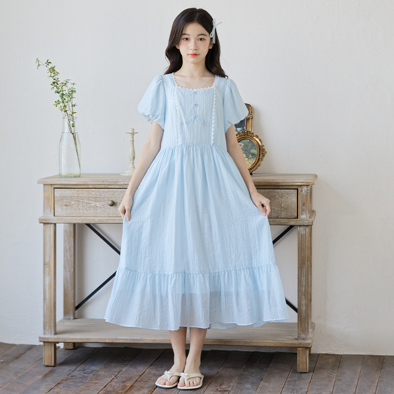 Bubble Sleeve Princess Dress Casual Summer Style Elegant and Gentle Look