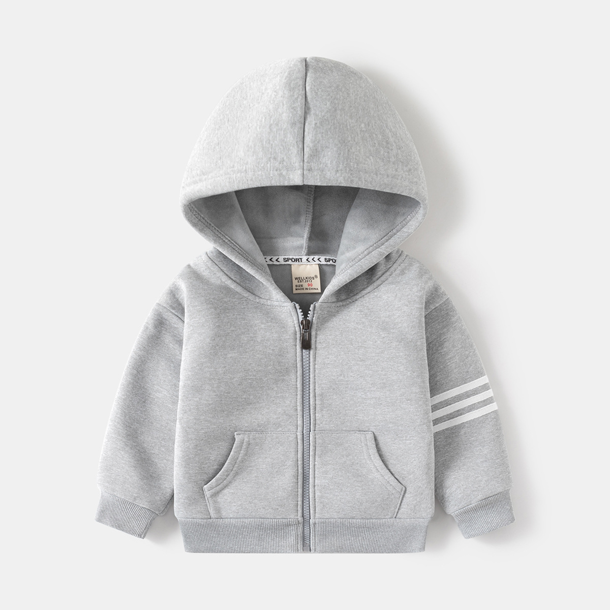 Long Sleeve Zipper Outerwear Sports Jacket for Boys, Fleece Lined