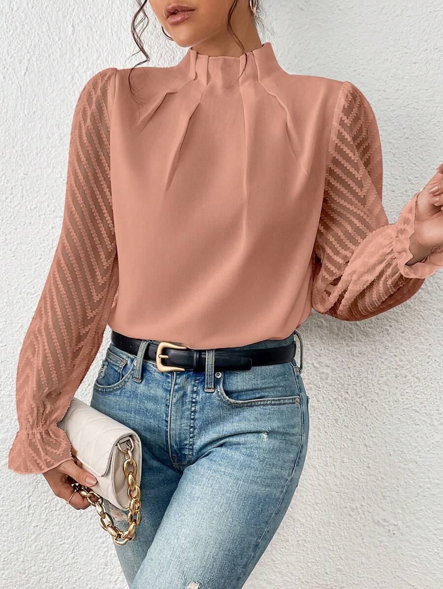 Women's chiffon blouse movement and drape lifestyle shot