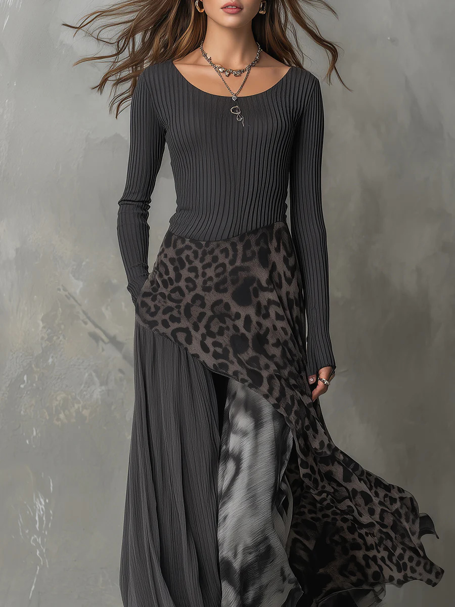 Women's leopard print maxi dress all sizes XS S M L XL XXL