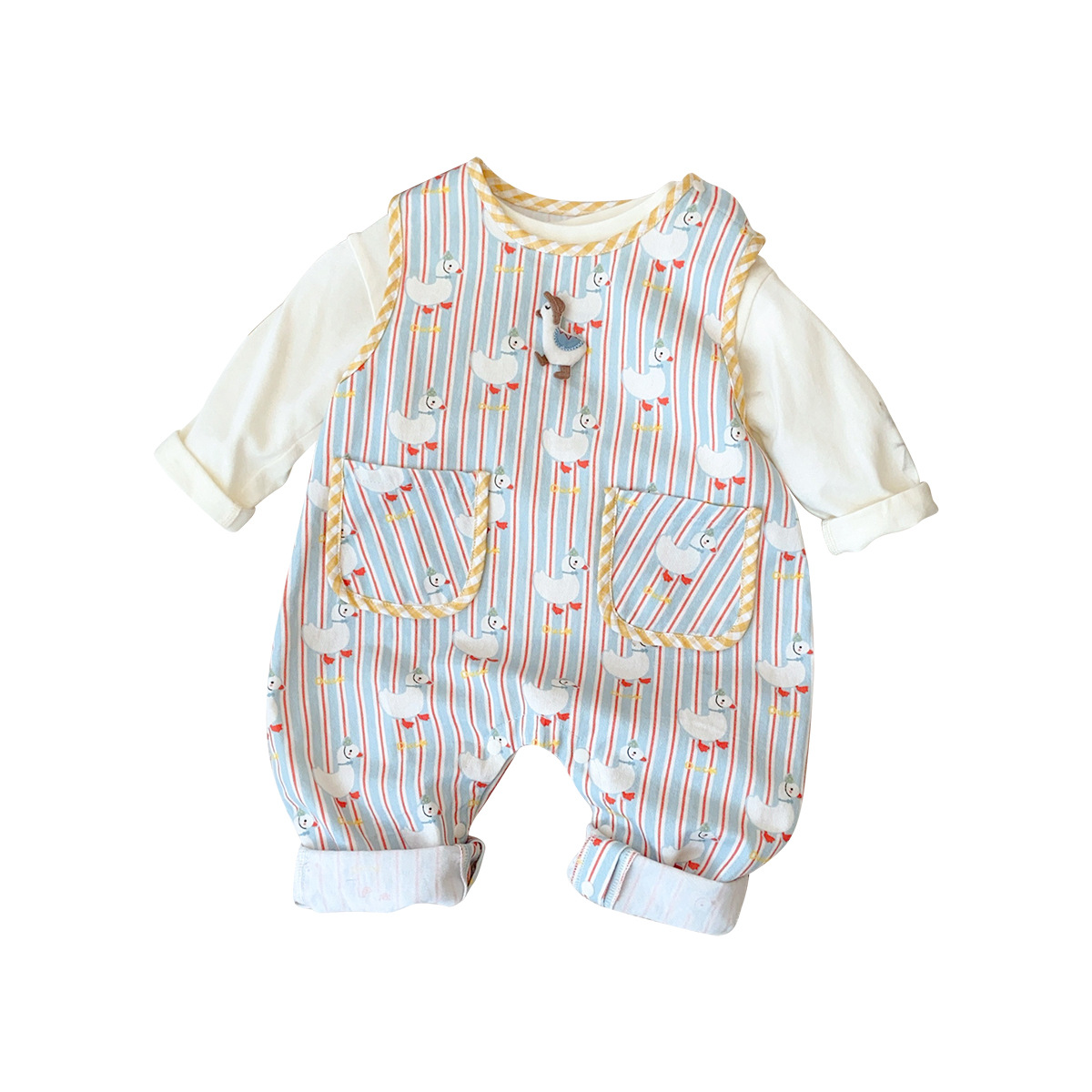 Baby Boy Outfit Set, Dopey Overalls with T-shirt and Inner Top Two-piece Set for Spring Outing Wear
