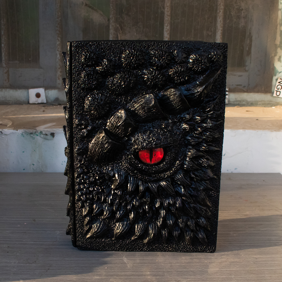 Clear Cream-Colored Resin Animated Dragon Book with Demon's Eye for Independent Site