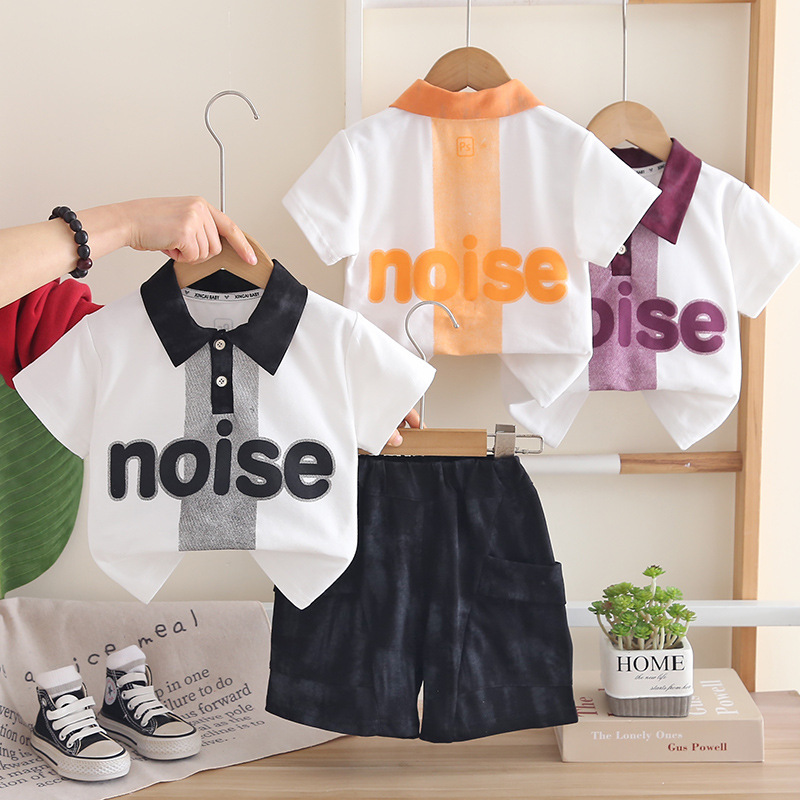 Summer letter polo shirt short sleeved two-piece set