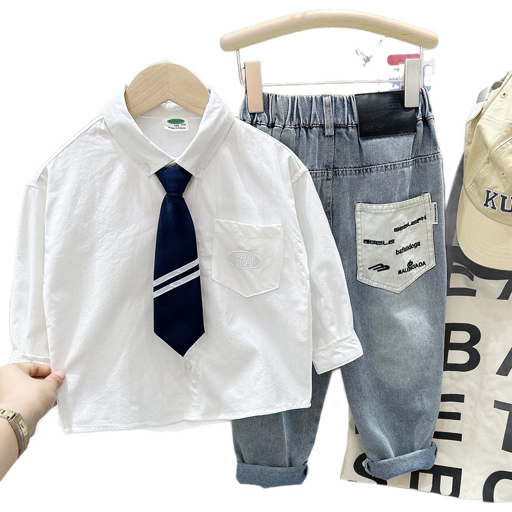 Children's Clothing Boys White Shirt Long Sleeve Casual Shirt for Kids