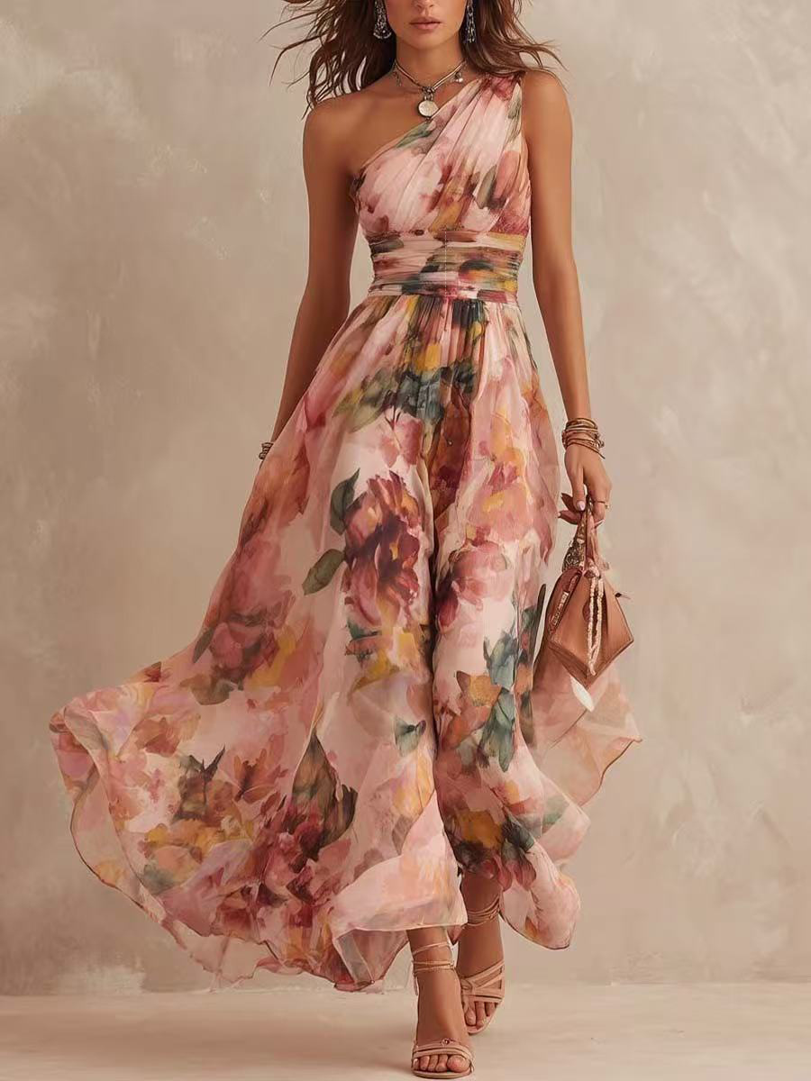 Floral one shoulder maxi dress size chart – US women's sizing guide S to XXL