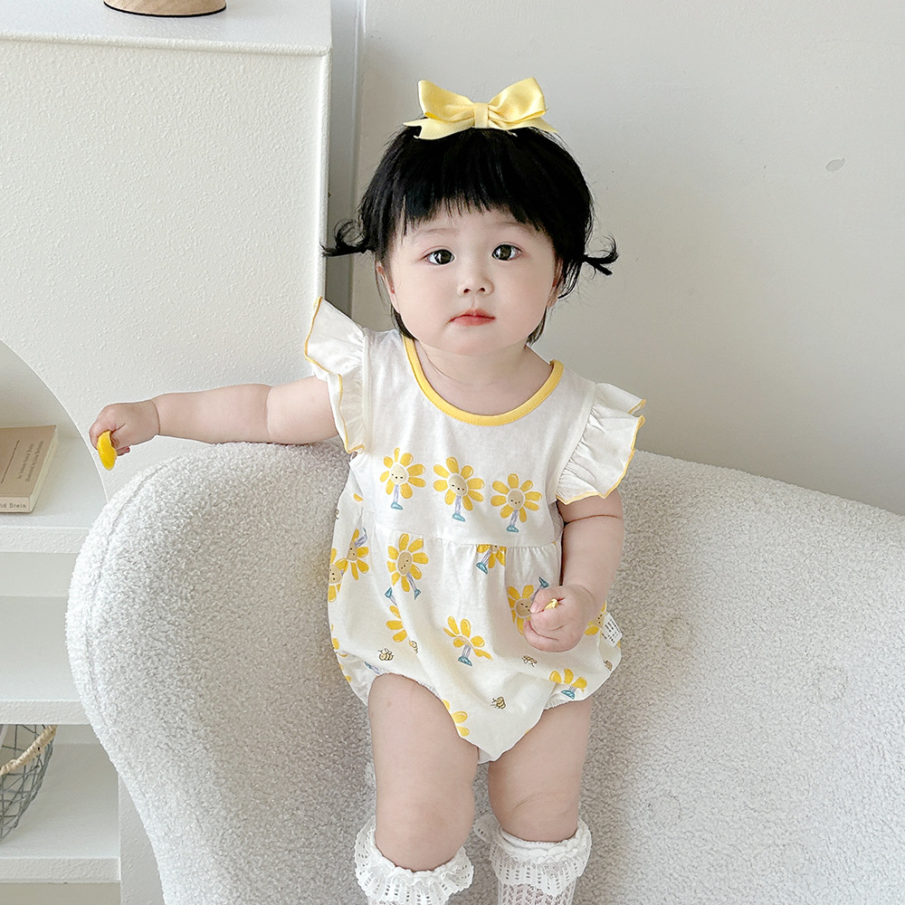 Infant Pure Cotton Romper Baby Girl Triangular Bodysuit A-Class Safety Certified Summer Trend