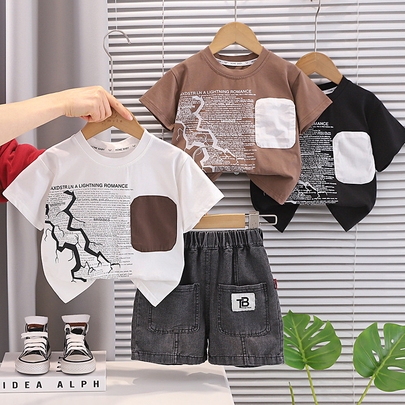 Round neck casual short sleeved two-piece set