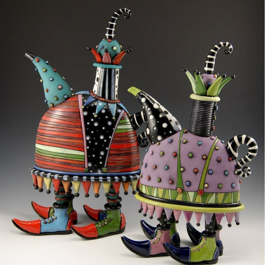 Colorful Resin Tea Pot Decorative Art Piece for Home Creative Decoration