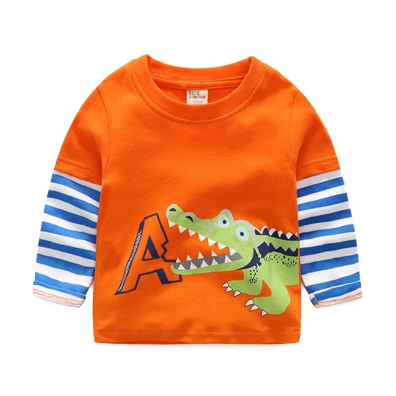 Long Sleeve T-Shirt for Boys Cartoon Design, Comfortable and Stylish Top