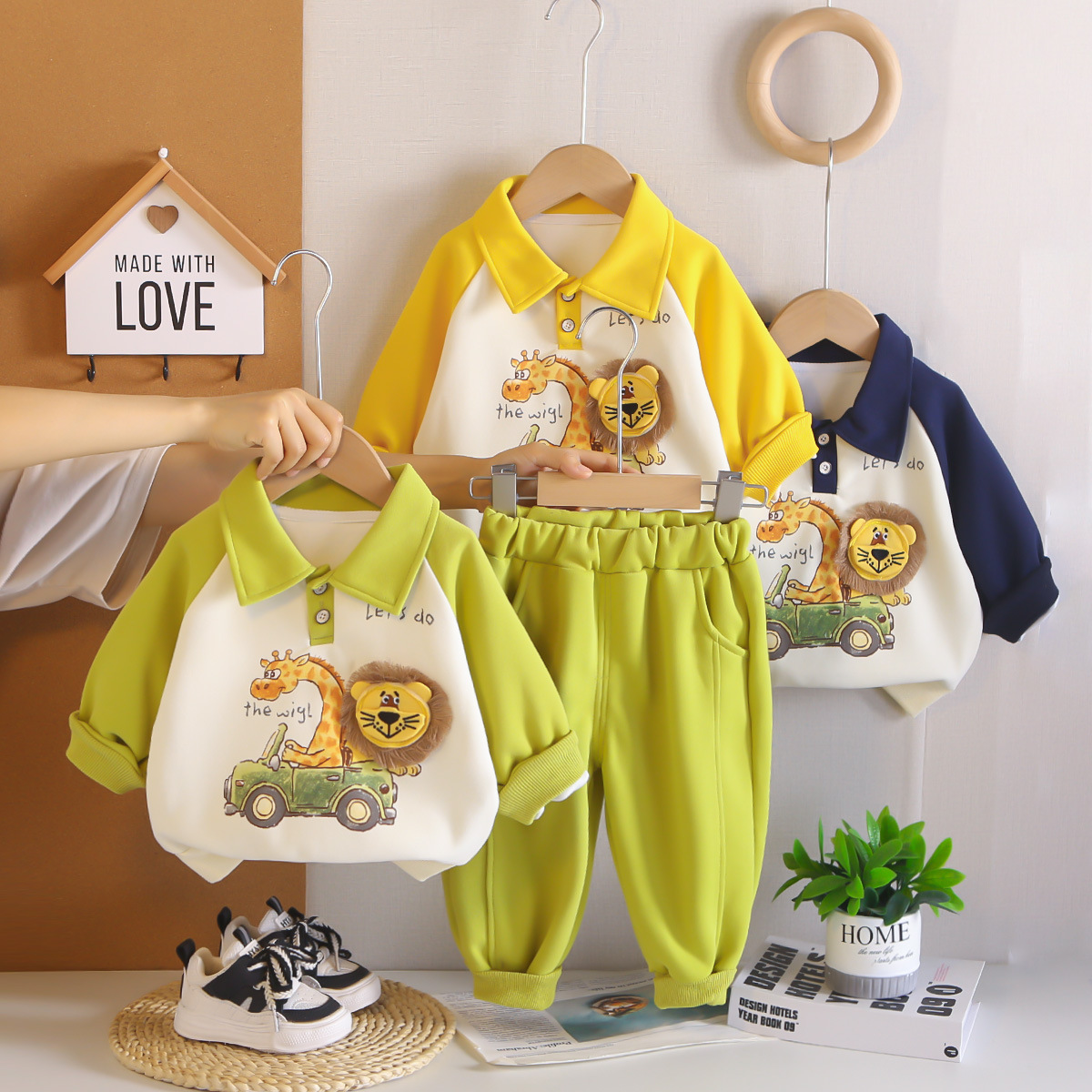 Casual Baby Autumn Cartoon Long Sleeve Two Piece Set