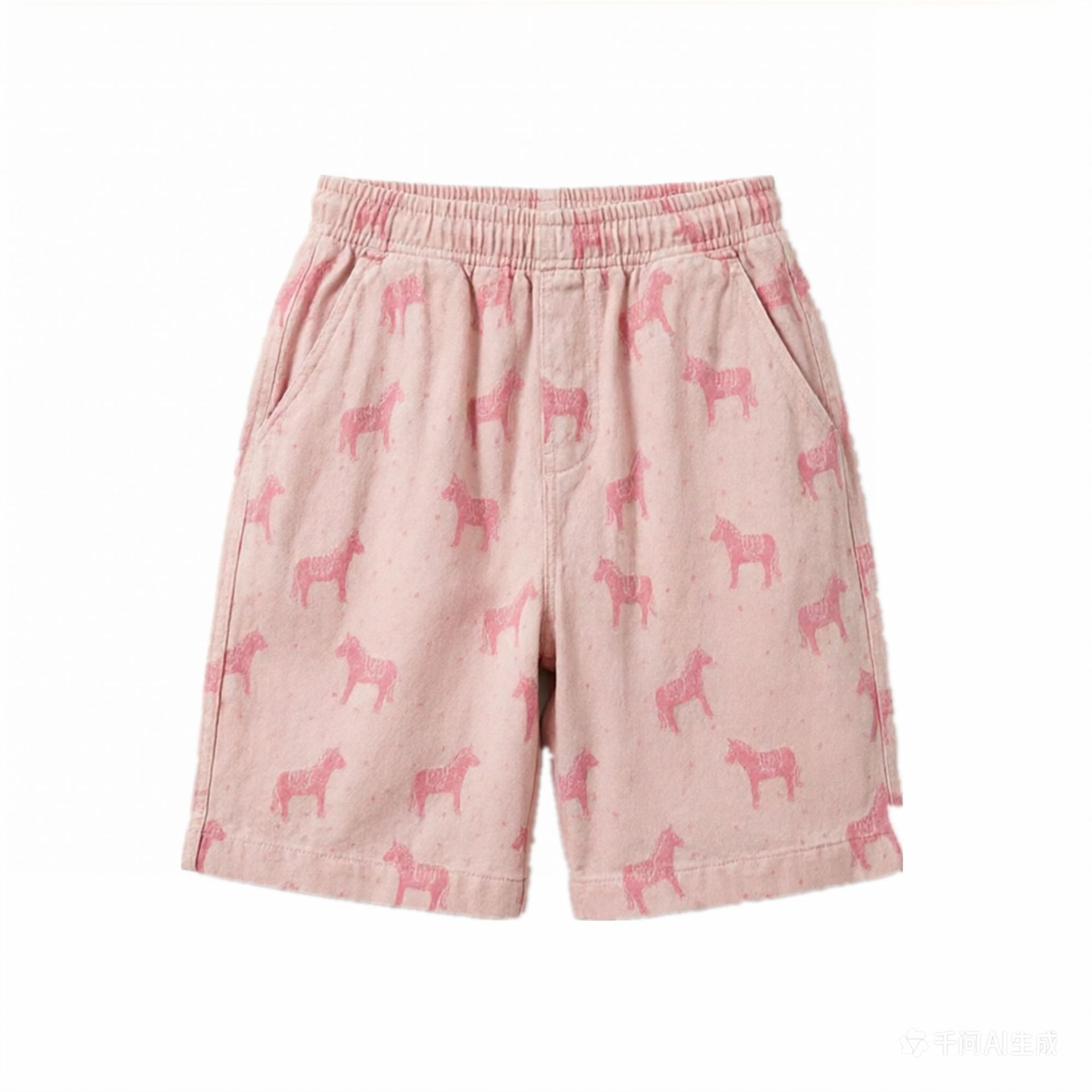 Printed loose five quarter pants
