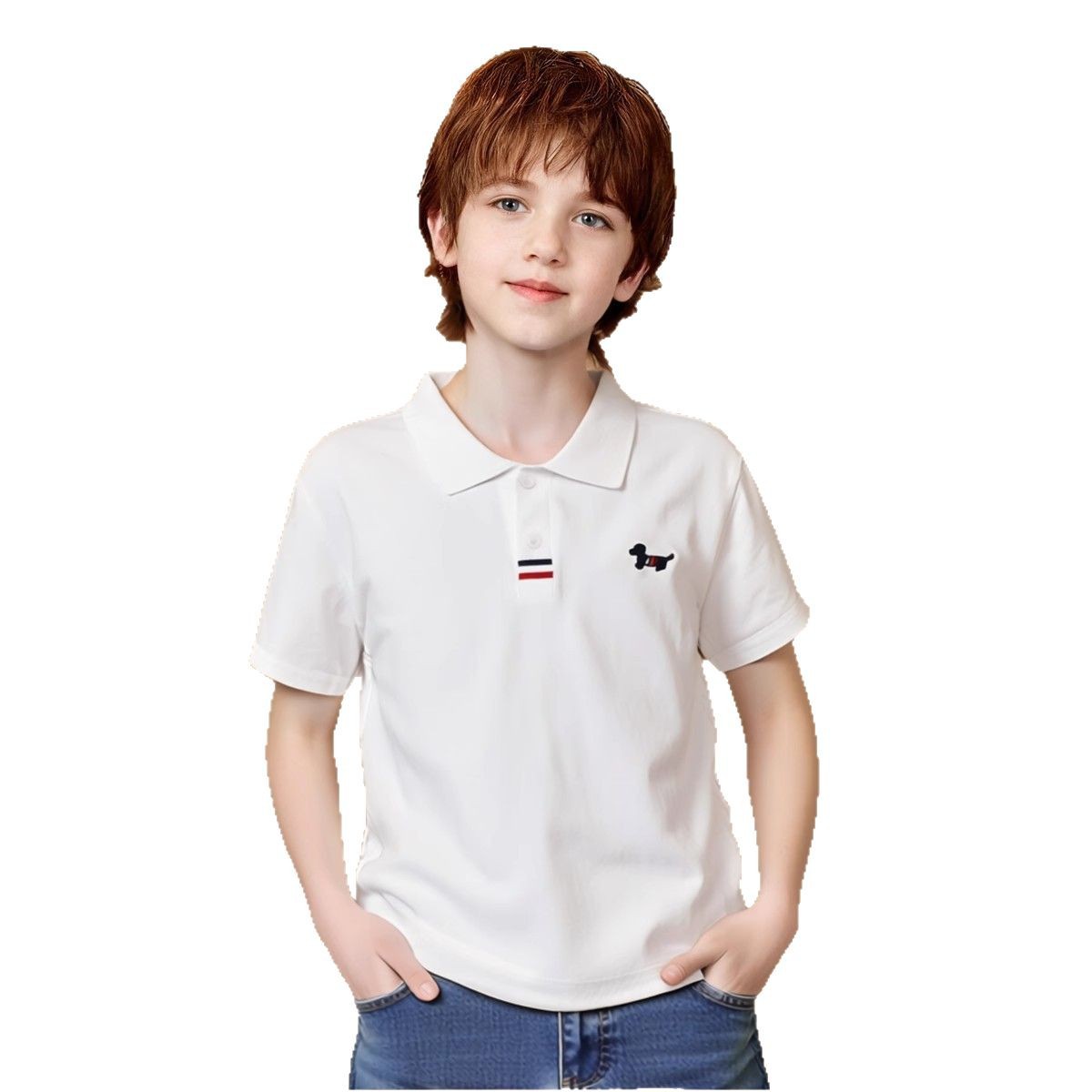 Short Sleeve Polo Shirt Fashionable Turn-Down Collar T-Shirt for Boys Casual Top
