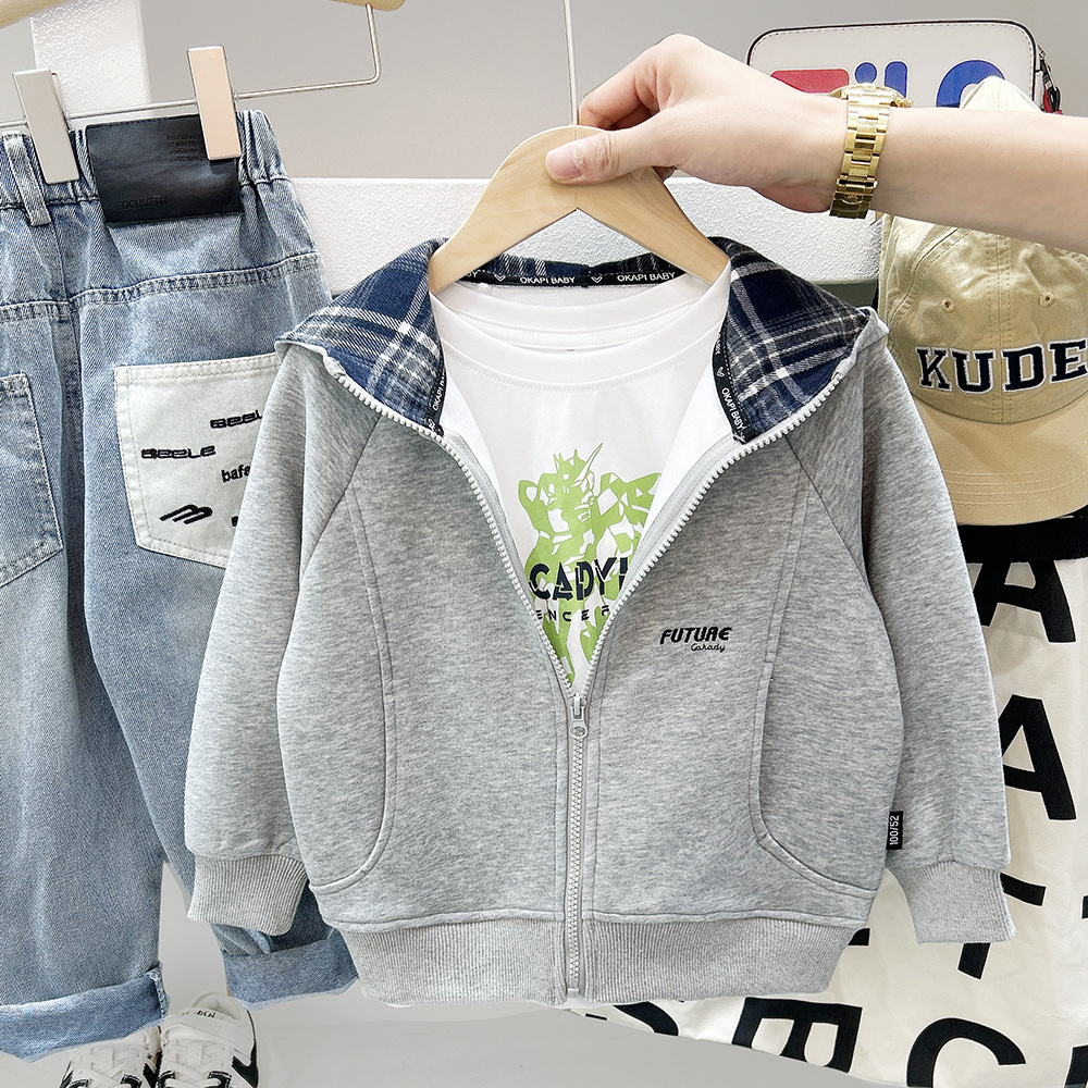 Casual Hooded Zip-Up Sweatshirt for Boy Stylish Outerwear