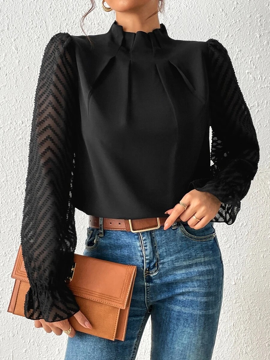 Chiffon blouse color options – off-white black navy coral white