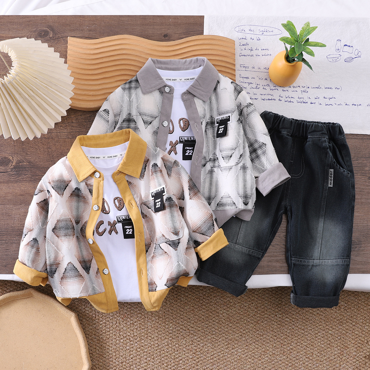 Children's clothing autumn style children's clothing cardigan long sleeved three piece set