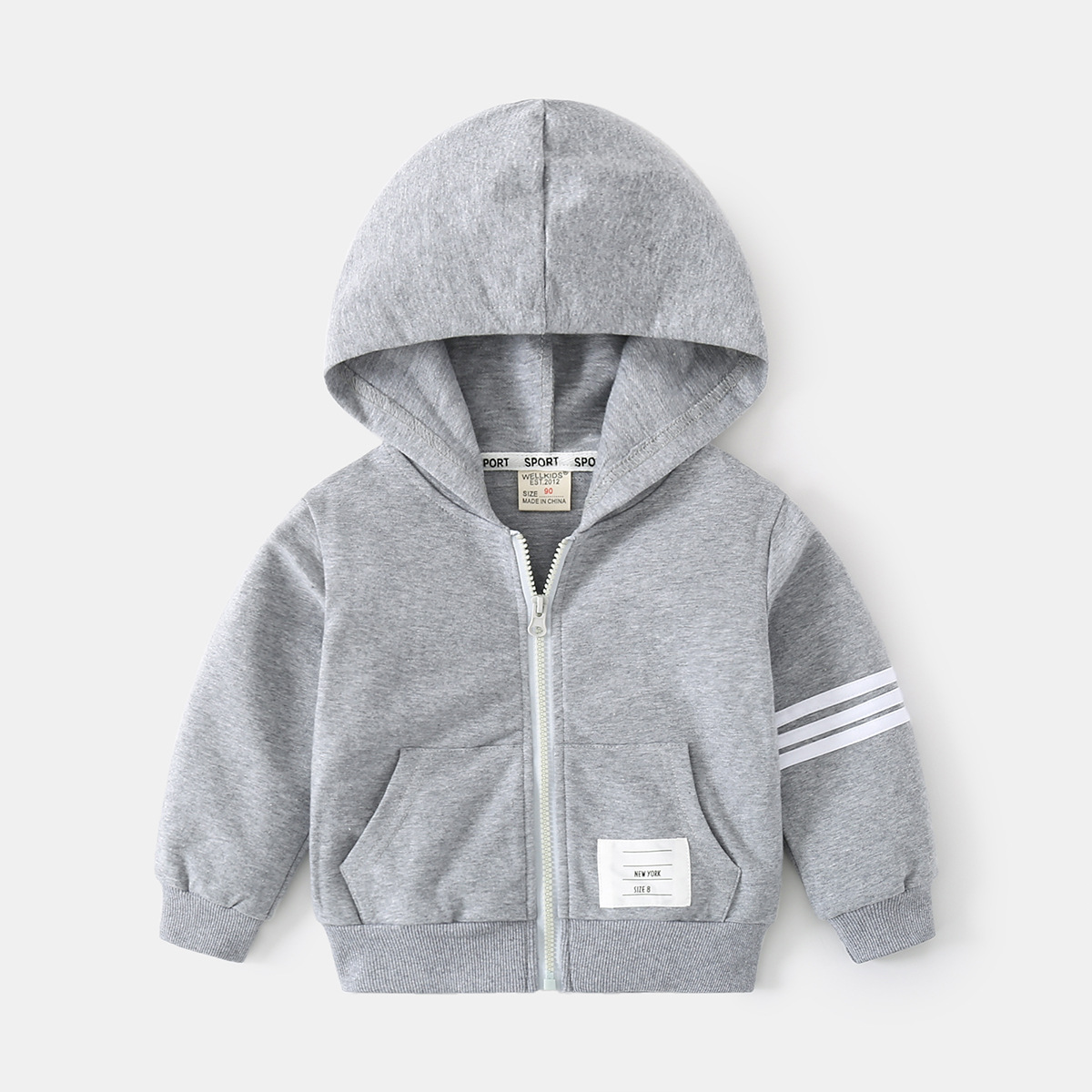 Kids' Casual Solid Color Long Sleeve Jacket, Outdoor Fashionable Outerwear