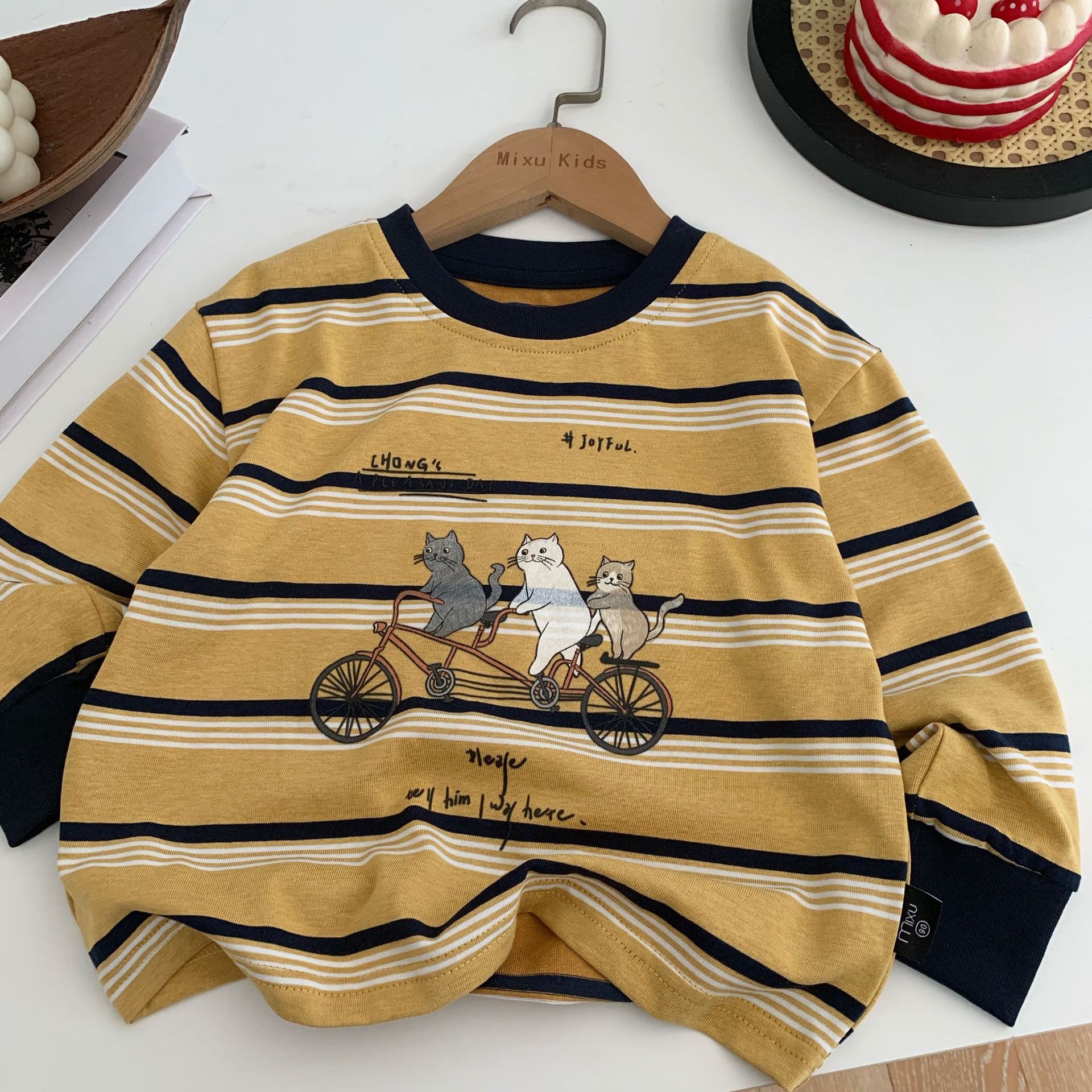 Cartoon striped T-shirt