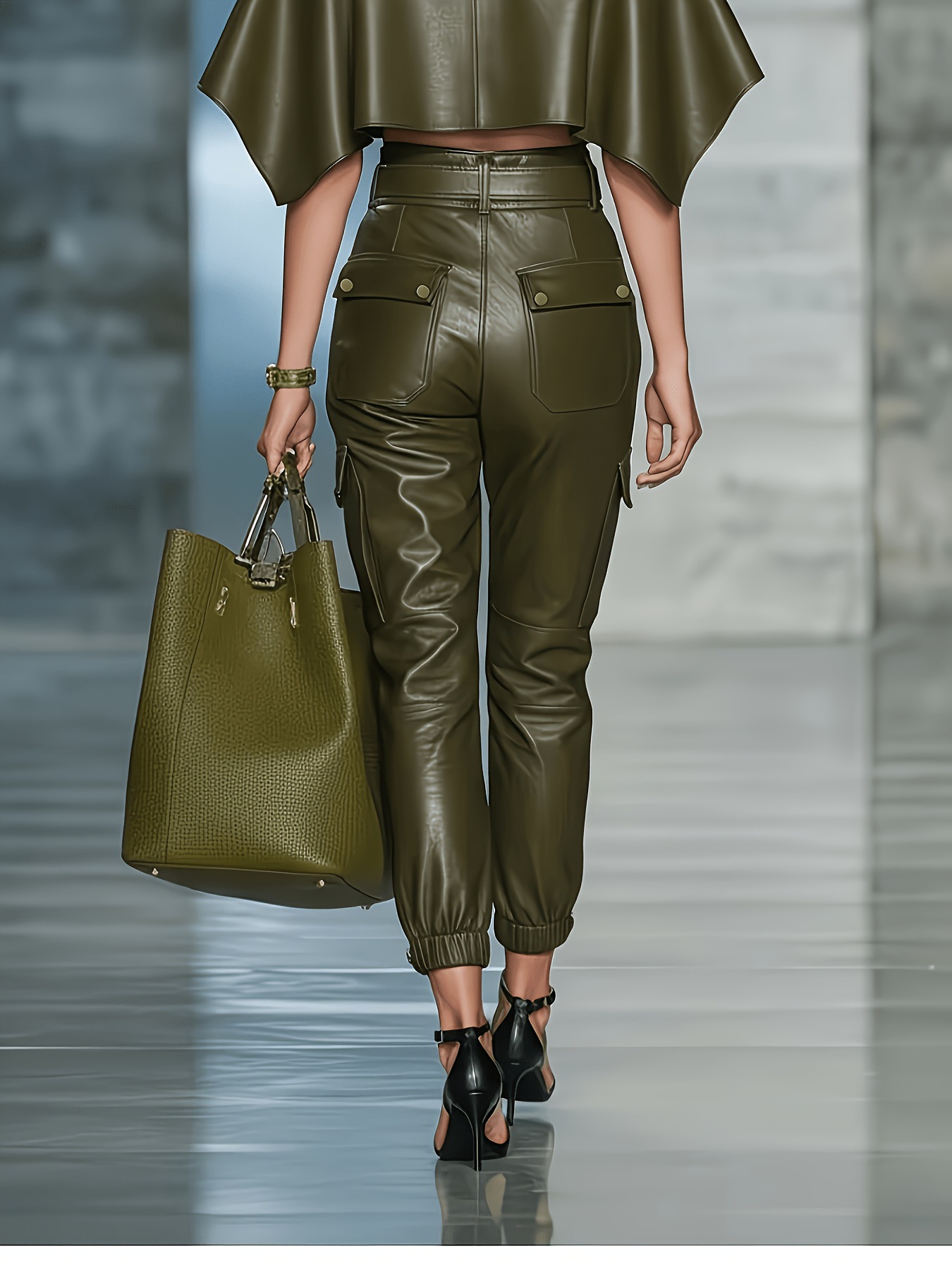 Women's PU leather pants size chart – US sizing guide S to XXL waist hip measurements