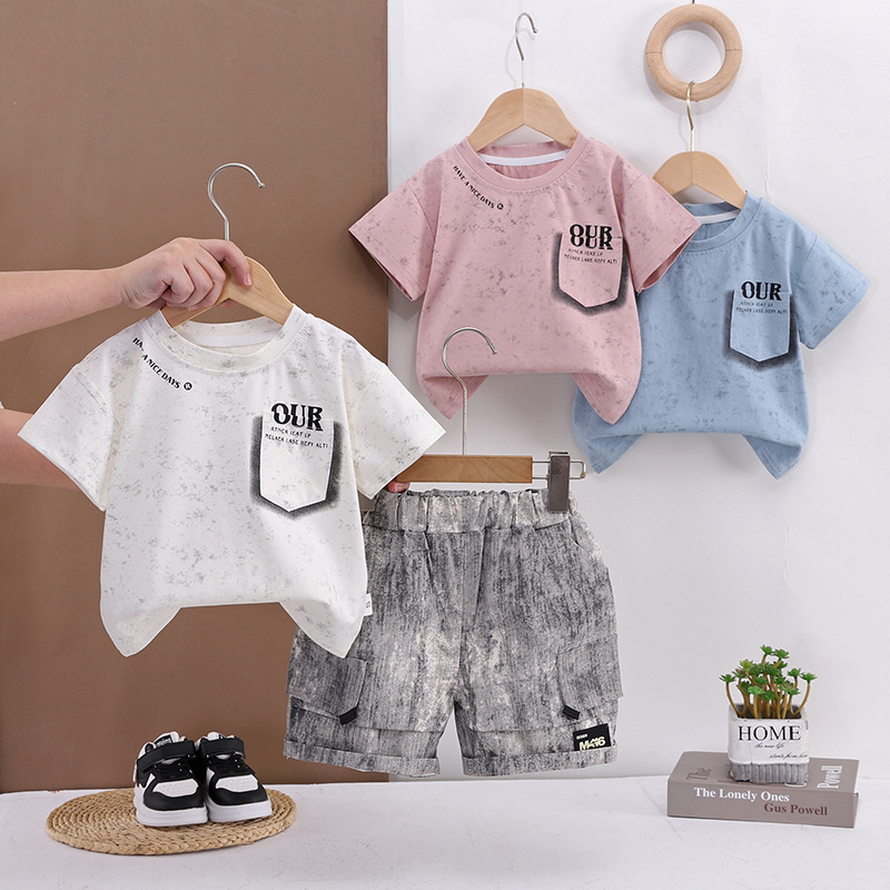 Children's summer casual short sleeved two-piece set for babies