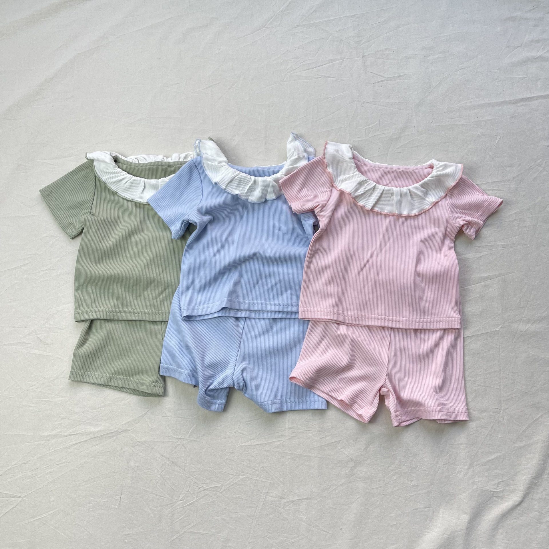 Children's solid color set candy color two-piece set