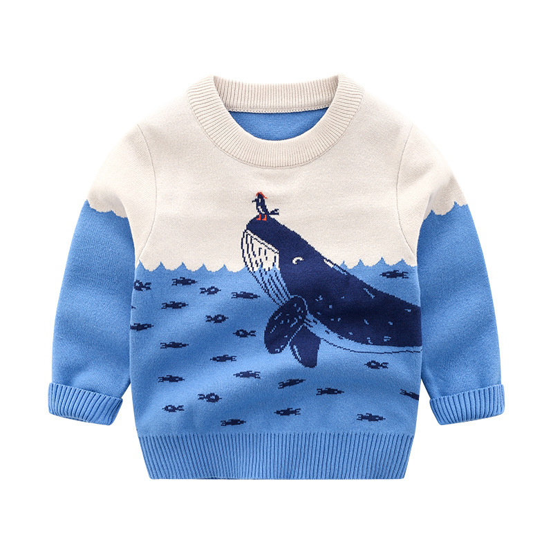 Children's Cartoon Knit Sweater Boys Round Neck Pullover Casual Outerwear Kids Clothing