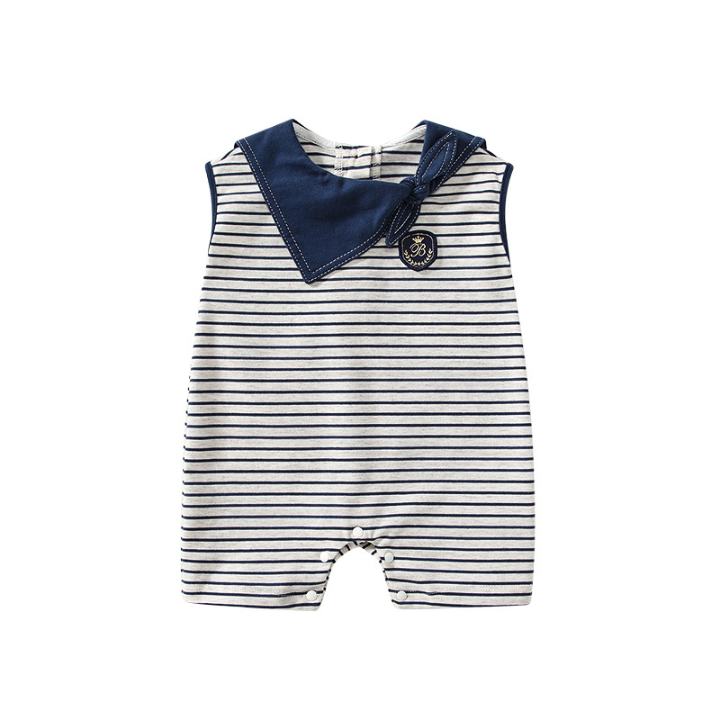 Sleeveless navy collar jumpsuit
