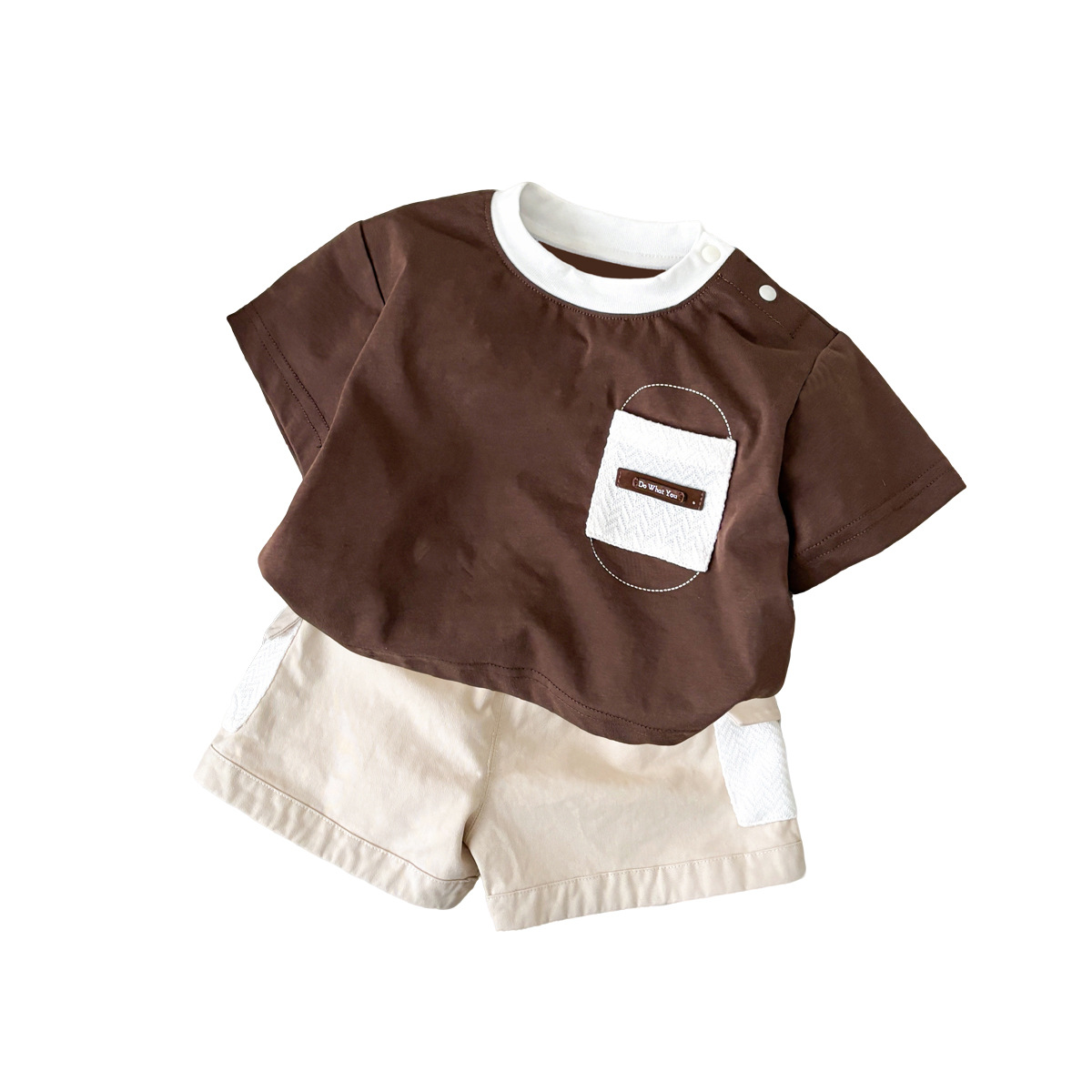 Simple Short Sleeve T-Shirt & Cargo Shorts for Toddlers