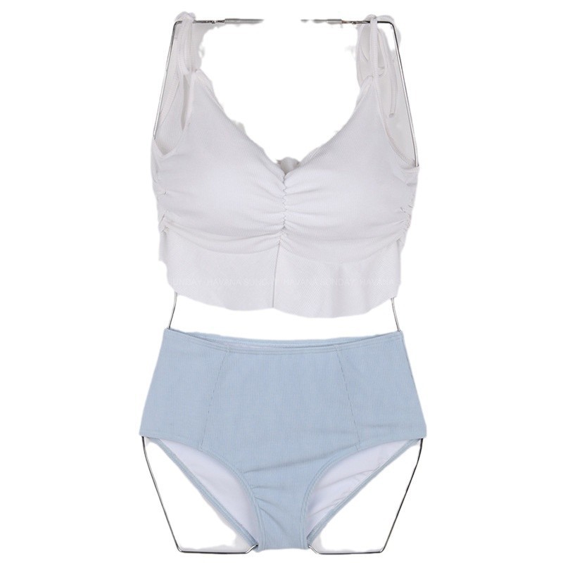 Color-blocked Ruffle Princess Design, Tummy-Covering Slimming High-Waisted Bathing Suit