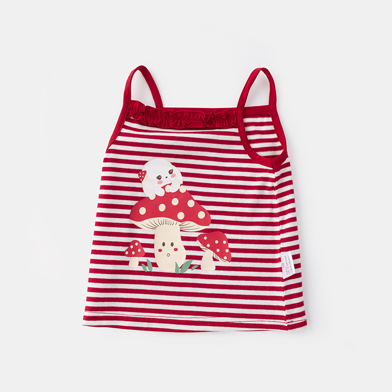 Cute Girl's Strap Top Summer Outfit Casual Sleeveless Blouse for Kids Baby Outerwear T-Shirt Summer