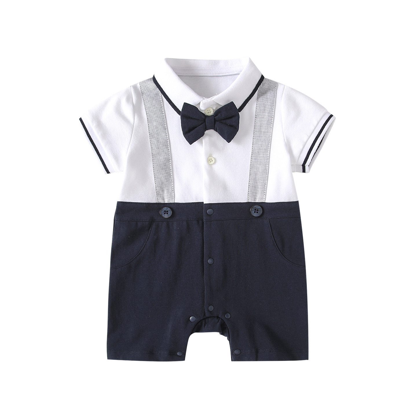 Collar short sleeved baby boy jumpsuit