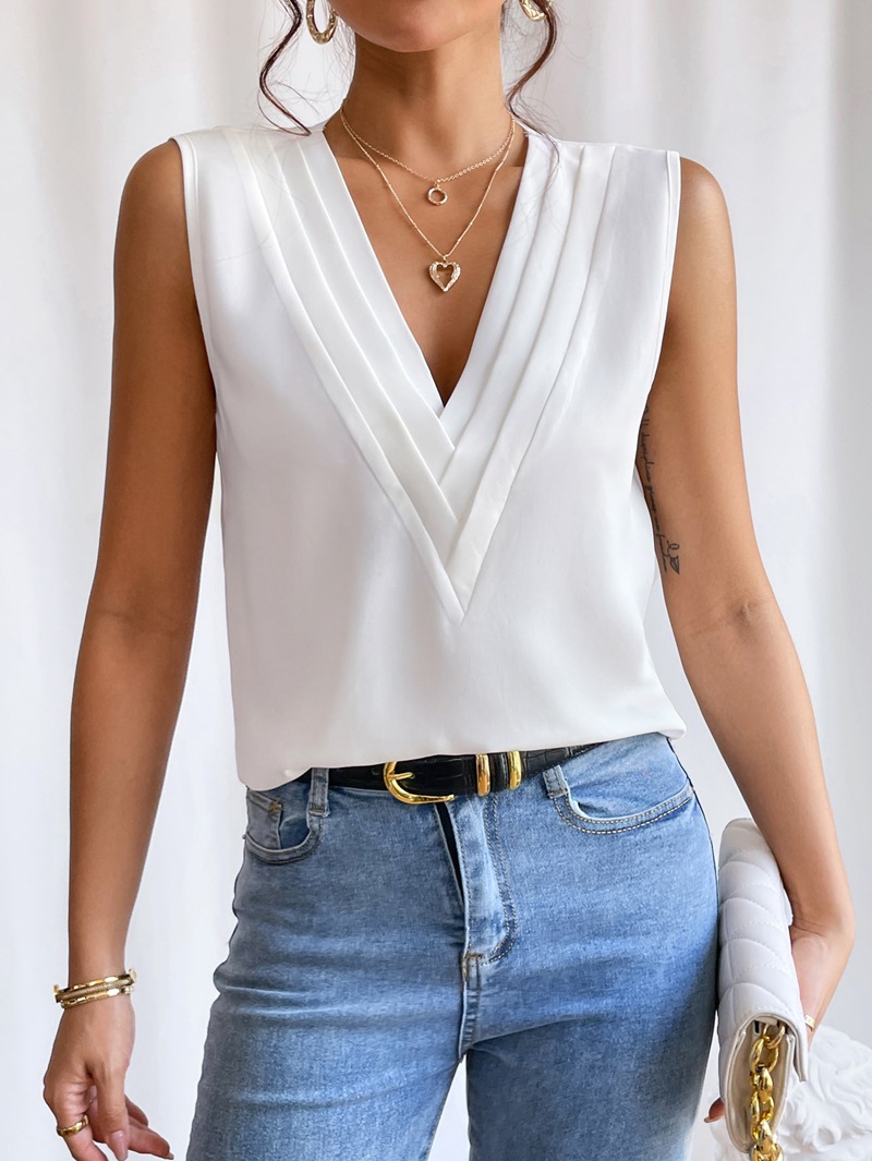Women's layered tank top color options – white black orange green apricot