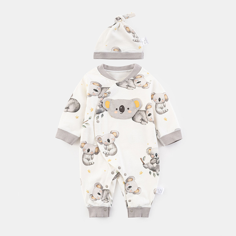 Baby Clothes Spring Autumn Pure Cotton Newborn Onesie Baby Romper Single Row Button Crawler