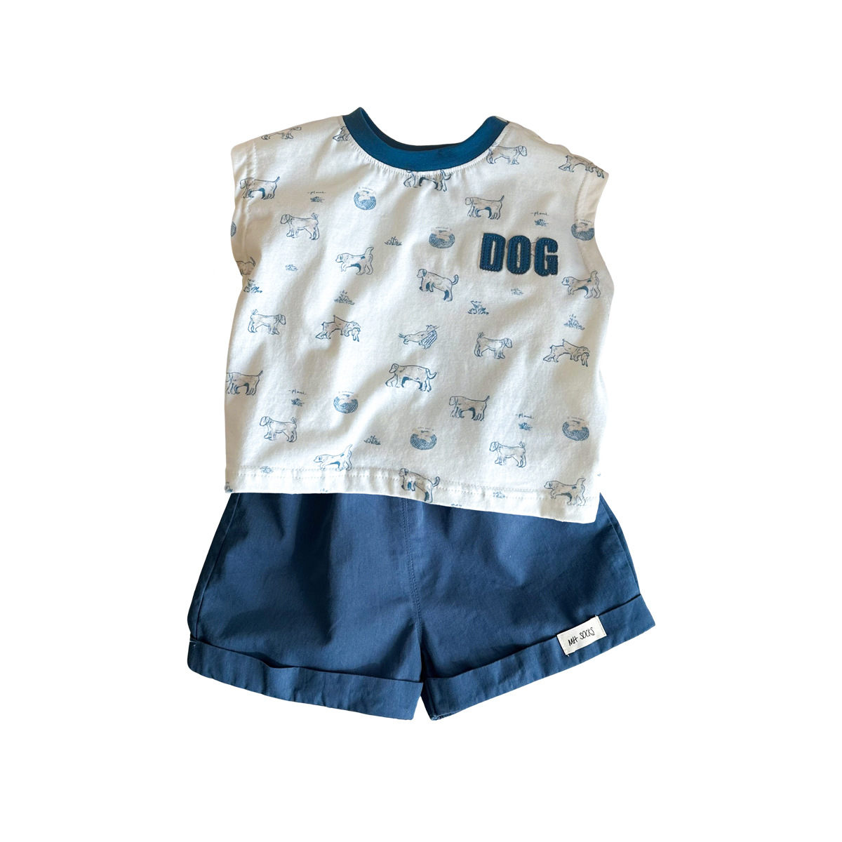 Cotton Two-Piece Set with T-Shirt, Vest and Shorts Class A Baby Clothing