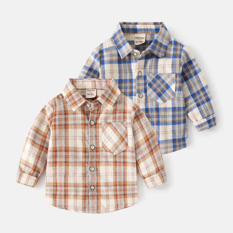 Children's checkered long sleeved shirt