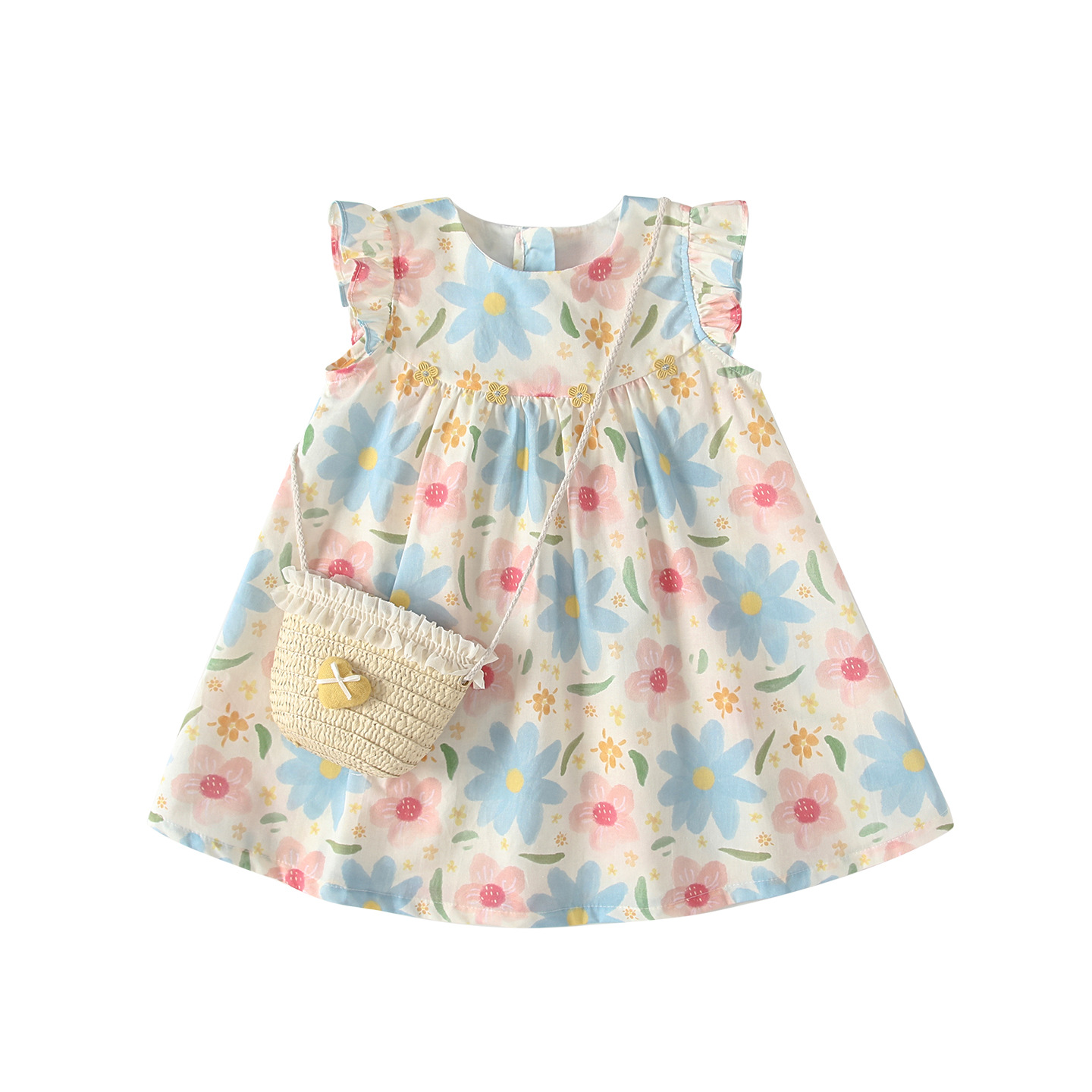 Round neck sleeveless girls' dress