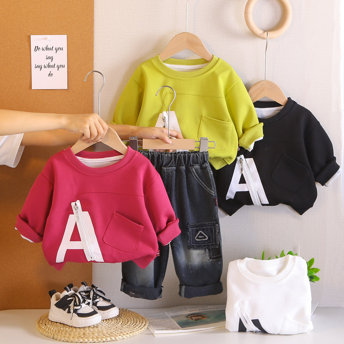 Children's hoodie long sleeved two-piece set