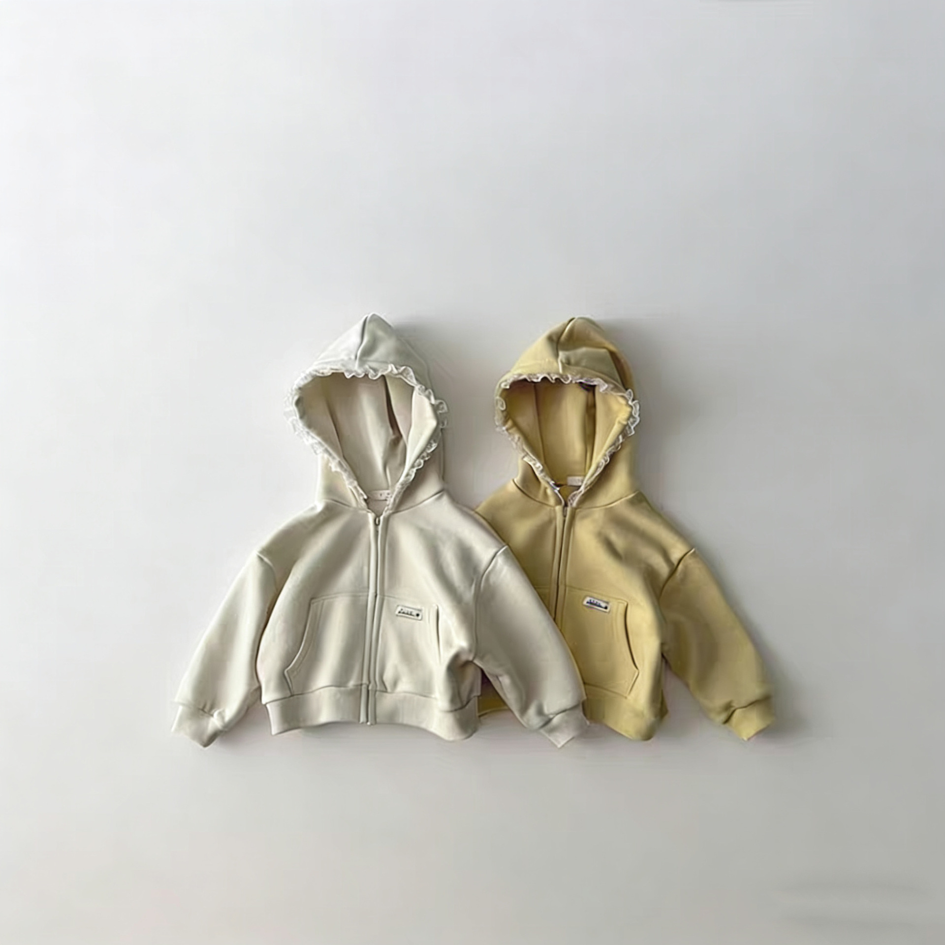 Children's solid color hoodie jacket