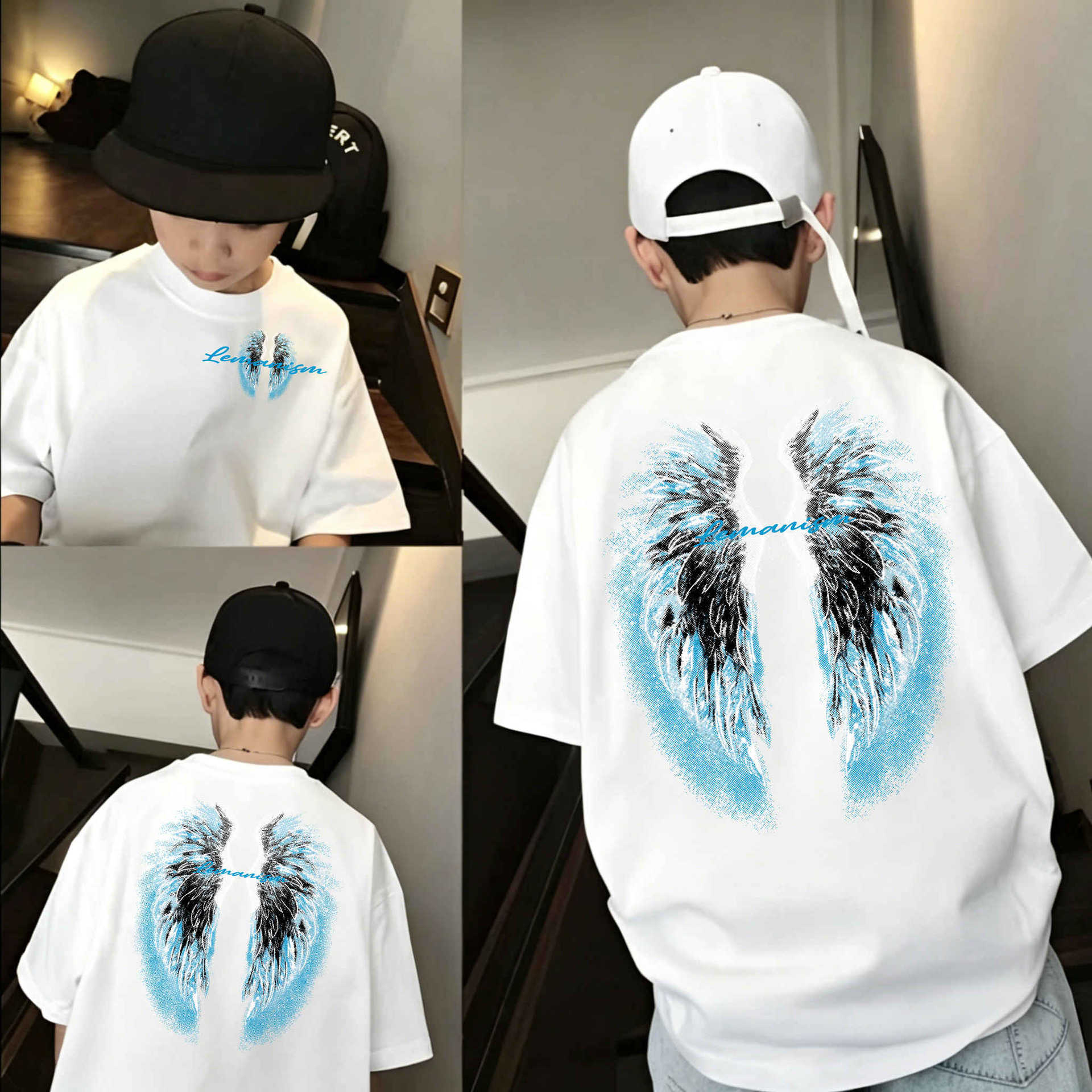 Genius Whale Cotton Kids T-Shirt Short Sleeve Summer Style Half Sleeve Mid-to-Large Boys Summer Top