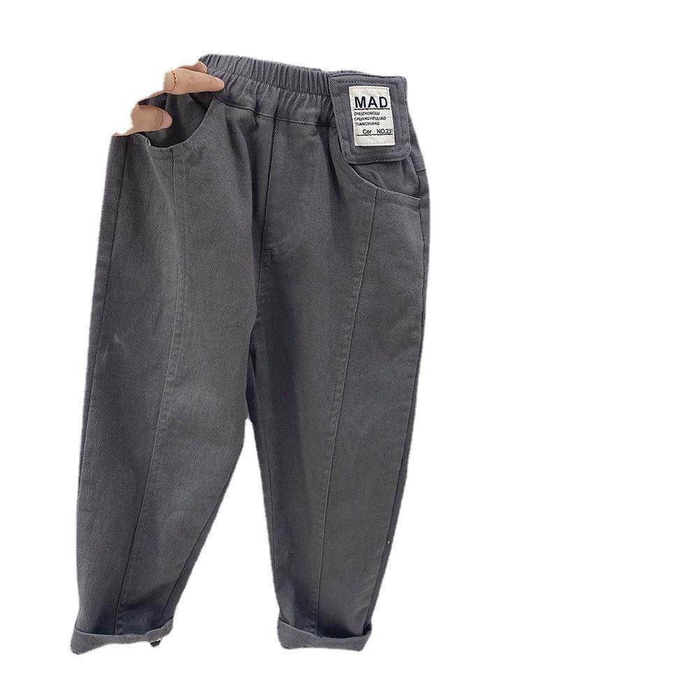 Casual Cargo Pants for Boys, Elastic Waist, Drawstring,Long Trousers Children's Clothing