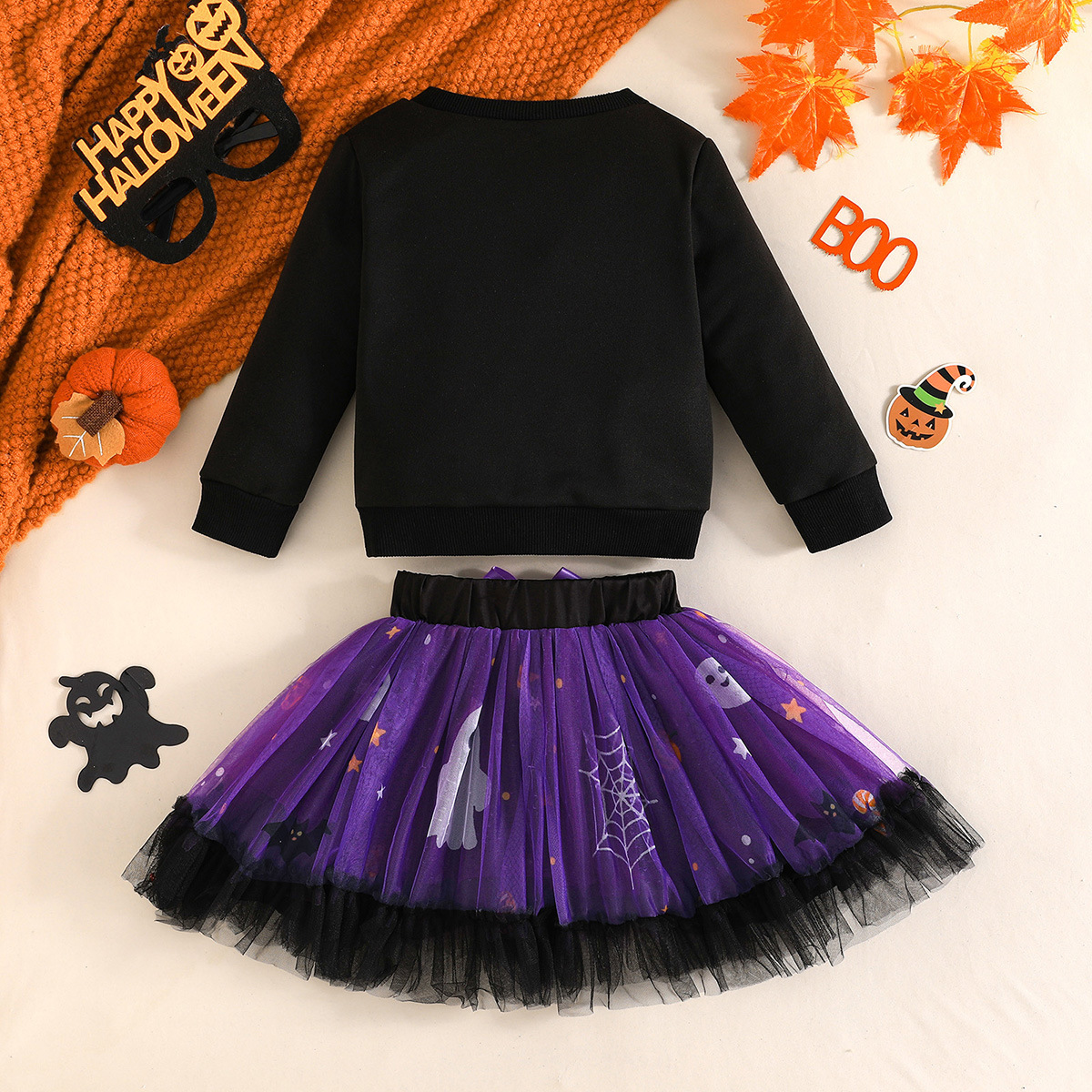 Pumpkin Hoodie Ghost Mesh Skirt Costume for Girls detail image 11