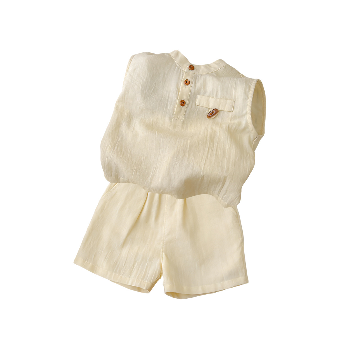 Short Sleeve Two-Piece Set for Boys, Comfortable Cool-Sensing Quick-Dry Vest and Top Summer Outfit