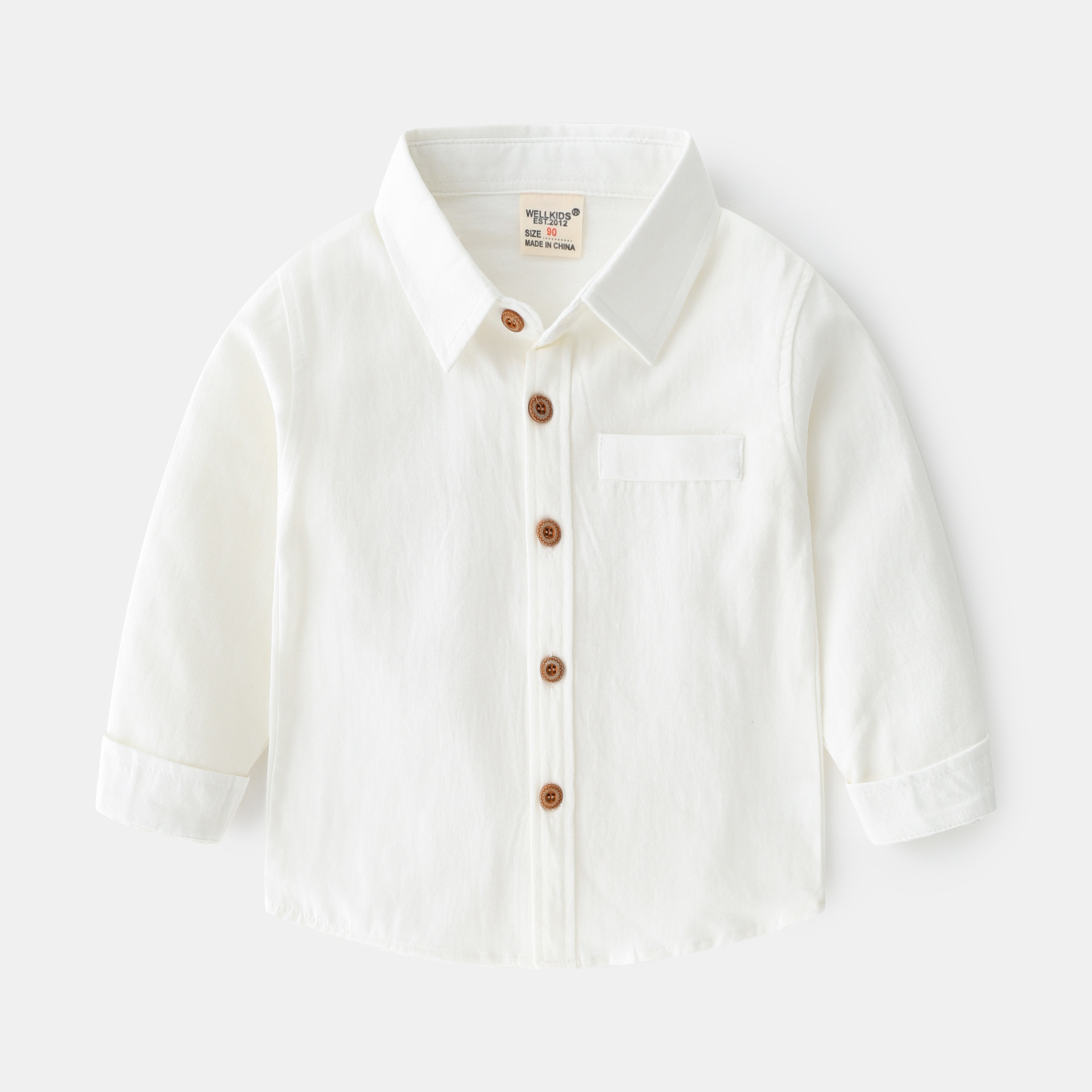 Long Sleeve Solid Color Boy's Shirt Kids Basic Layering Clothing