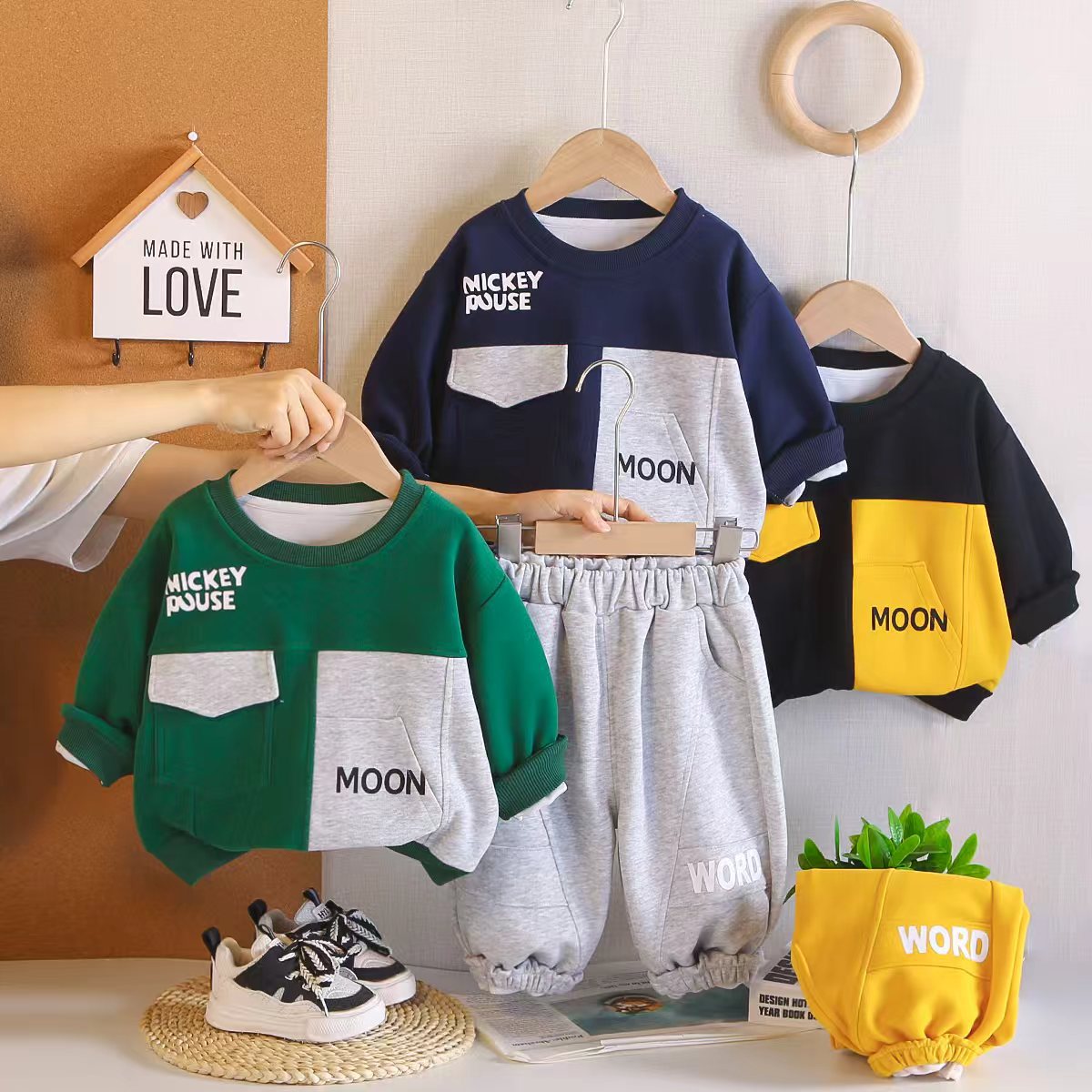 Children's autumn hoodie long sleeved two-piece set